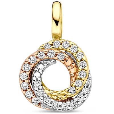 hanger diamant 013ct h si 14 mm 14K tricolor goud