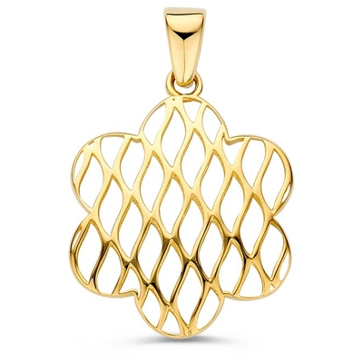 HM108162 14k gouden hanger bloemvorm 17 mm