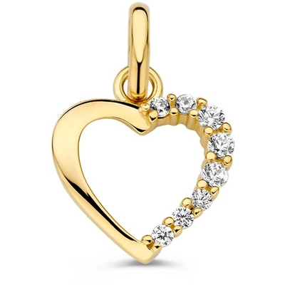 HB128169 14k gouden hanger met hartje zirkonia 10 mm