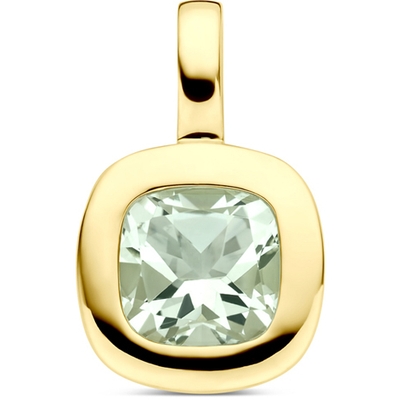 hanger groen amethist 14 mm 14K geelgoud