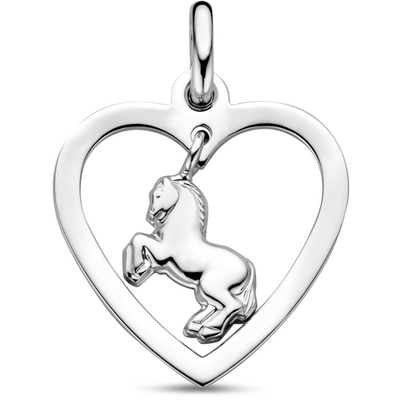 hanger hart paard 20 mm zilver gerhodineerd