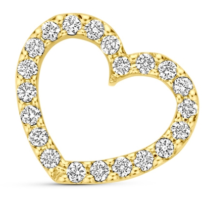 hanger hartje diamant 006ct h si 7 mm 14K geelgoud