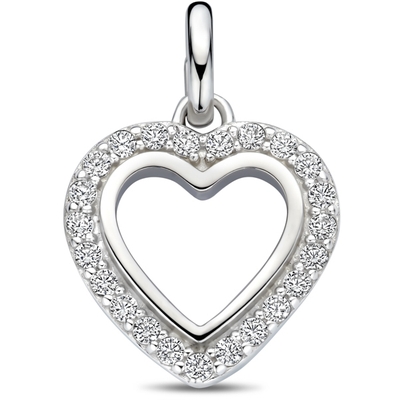 hanger hartje zirkonia 175 mm zilver gerhodineerd