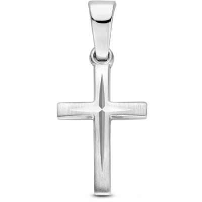 hanger kruis mat gediamanteerd 20 mm zilver gerhodineerd