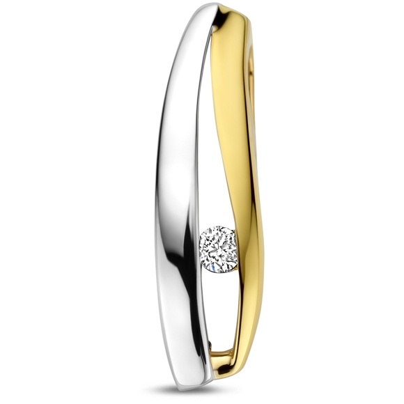 hanger lab grown diamant 004ct f vs 18 mm 14K bicolor goud geelwit