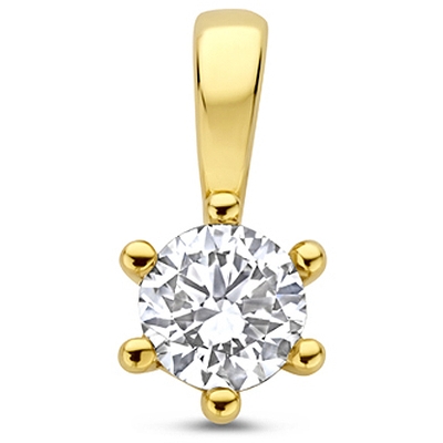 hanger lab grown diamant 025ct f vs 10 mm 14K geelgoud