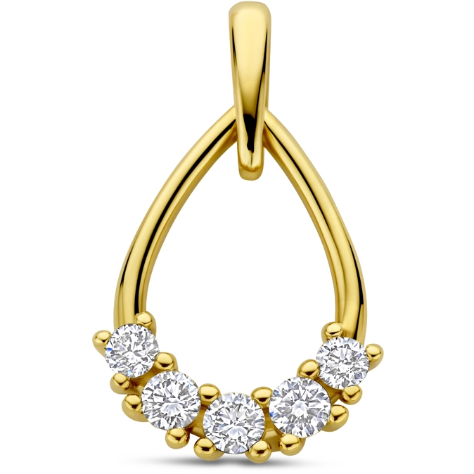 hanger lab grown diamant 032ct f vs 21 mm 14K geelgoud