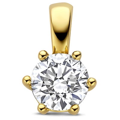 hanger lab grown diamant 100ct f vs 13 mm 14K geelgoud