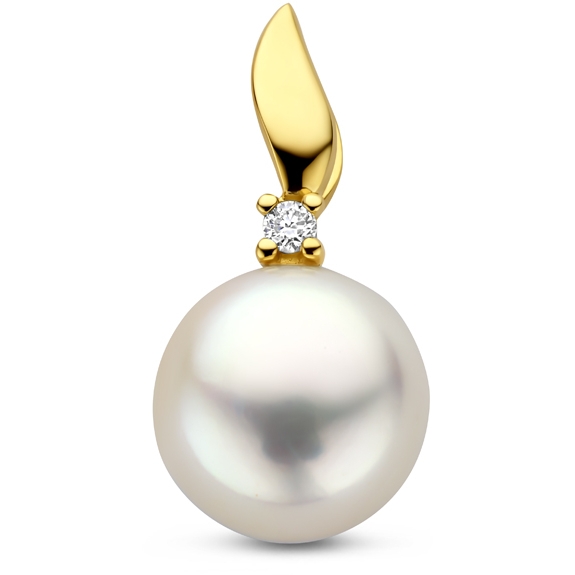 hanger parel en diamant 002ct h p 175 mm 14K geelgoud