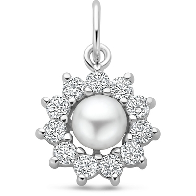 hanger parel en zirkonia 16 mm zilver gerhodineerd