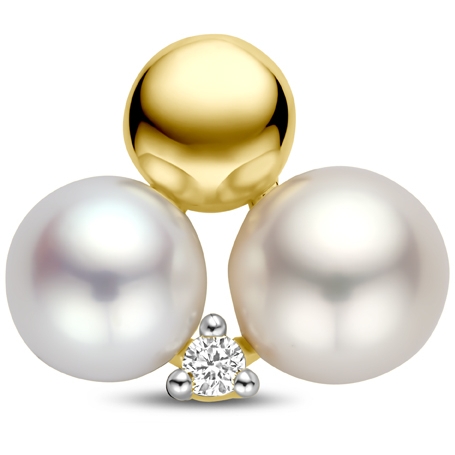 hanger parels en diamant 002ct h si 11 mm 14K geelgoud