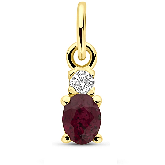 hanger robijn en zirkonia 12 mm 14K geelgoud
