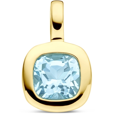 hanger sky blue topaas 14 mm 14K geelgoud