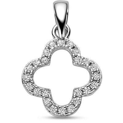 hanger zirkonia bloem 20 mm zilver gerhodineerd