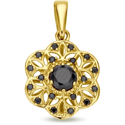 hanger zwart zirkonia 19 mm 14K geelgoud