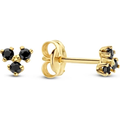 JKE23012 Mir Onyx Triangle 14k gouden oorknopjes