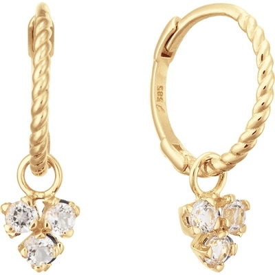 JKE24011 Triangle White Topaz 14k gouden oorringen