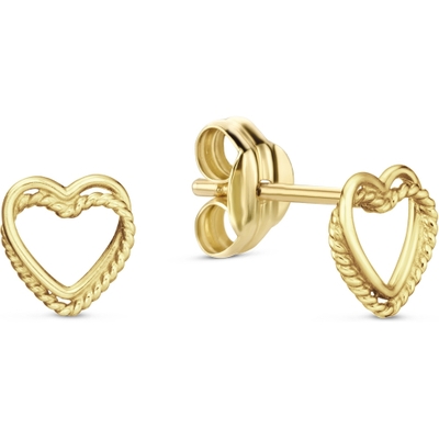 JKE24442 Twisted Heart 14k gouden oorknopjes 7 mm
