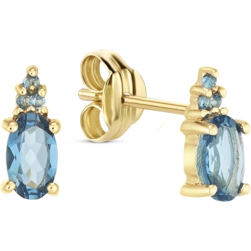 Jackie JKE24.449 Vintage London Blue Topaz 14k gouden oorknopjes