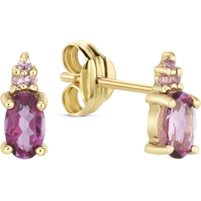 JKE24450 Vintage Pink Topaz 14k gouden oorknopjes