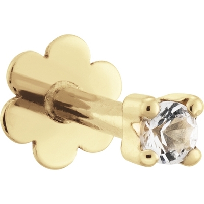 JKP24425 Square White Topaz 14k gouden piercing 3 mm