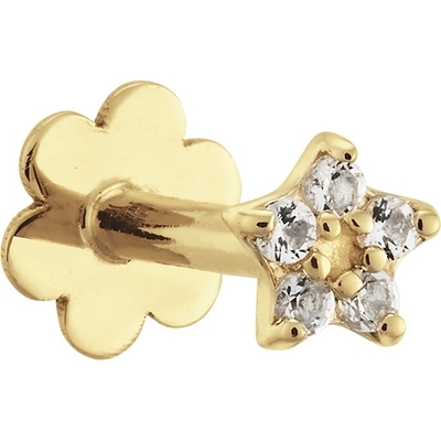 JKP24427 Star White Topaz 14k gouden piercing