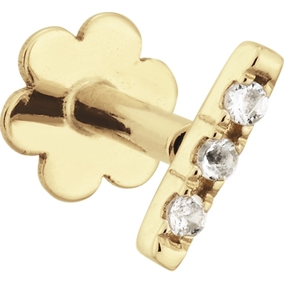 JKP24430 Bar White Topaz 14k gouden piercing