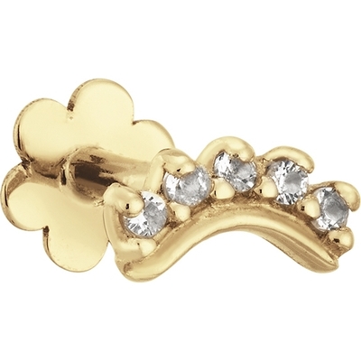 JKP24431 Curve White Topaz 14k gouden piercing