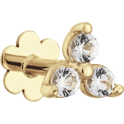 JKP24433 Triangle White Topaz 14k gouden piercing