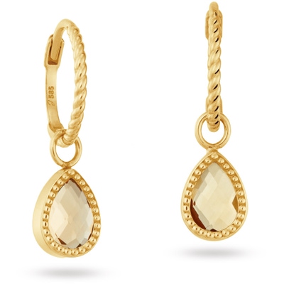 JKE25560 Amstel 14k gouden oorringen met citrien hanger