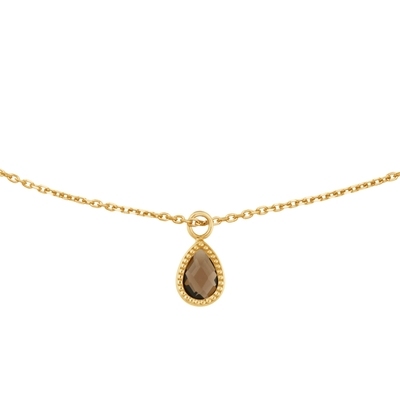 JKN25561 Amstel 14k gouden ketting met smoky quartz hanger
