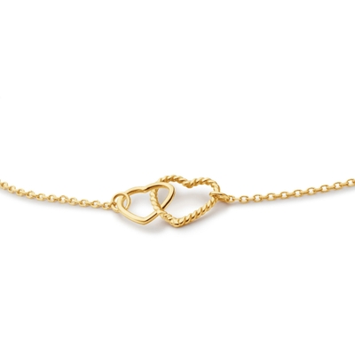 JKN25559 Connected Love 14k gouden ketting met hartjes