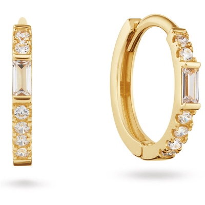 JKE25577 Mondriaan 14k gouden oorringen met zirkonia