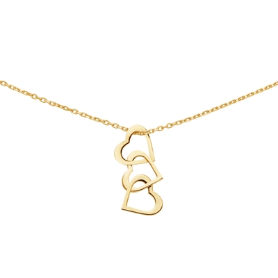 JKN25550 Moving Love 14k gouden ketting met hartjes hanger