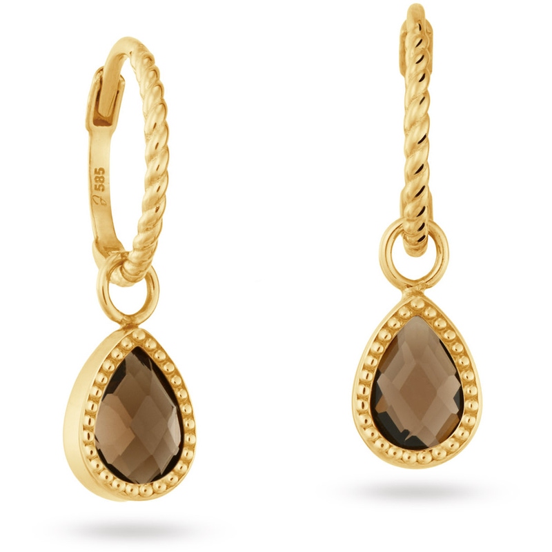 Jackie Twist Hoops Smoky Quartz 585