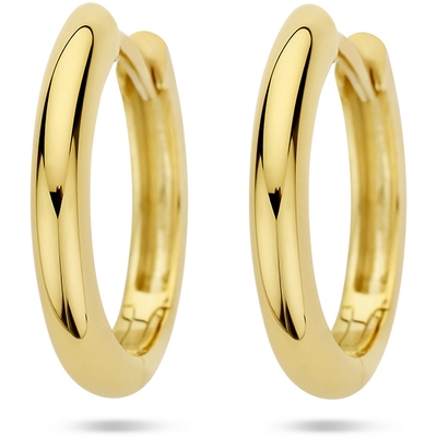 klapoorringen 25 mm half rond 14K geelgoud