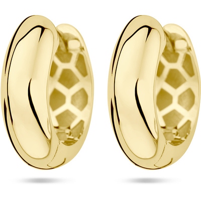 klapoorringen 50 mm halronde buis 14K geelgoud