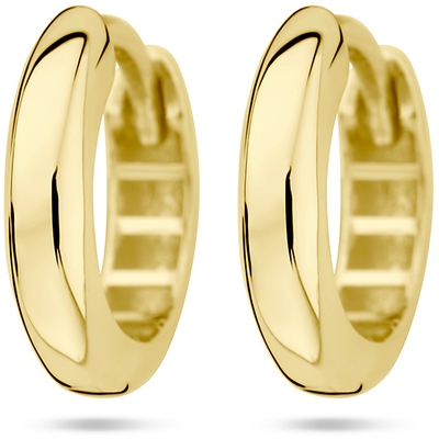 klapoorringen 30 mm halfronde buis 14K geelgoud