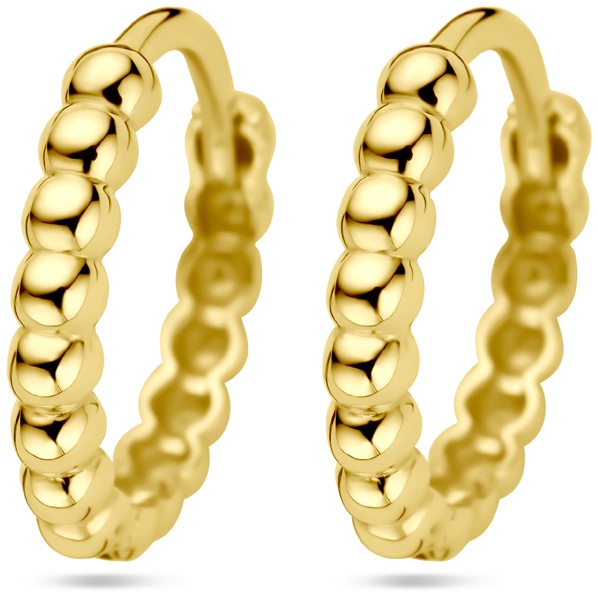 klapoorringen bolletjes 14K geelgoud