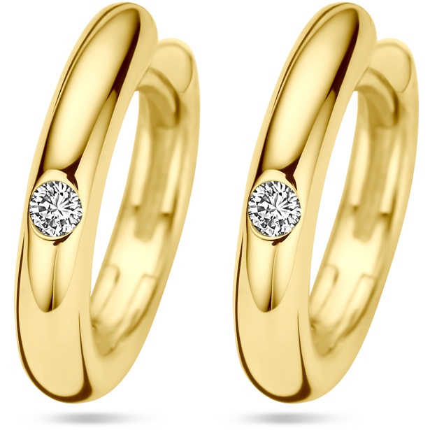 klapoorringen diamant 004ct 2x 002ct h si 14K geelgoud