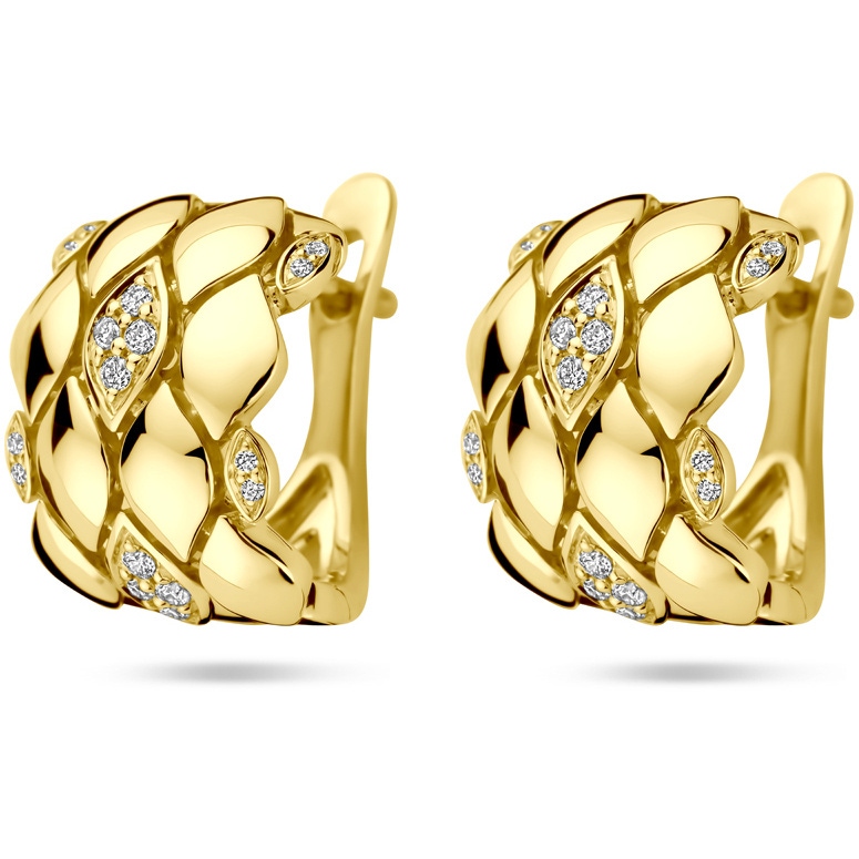 klapoorringen diamant 016ct 2x 008ct h si 14 mm 14K geelgoud