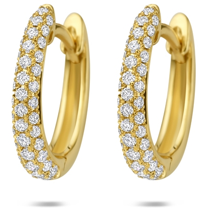 klapoorringen diamant 032ct 2x 016ct h si 13 mm 14K geelgoud