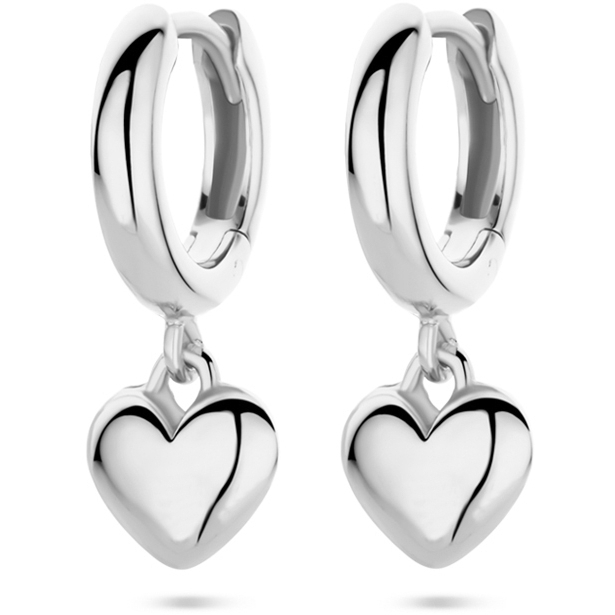 klapoorringen hartje 18 mm zilver gerhodineerd