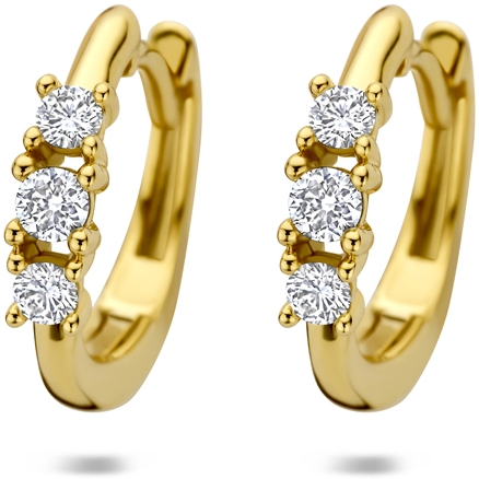 klapoorringen lab grown diamant 030ct 2x 015ct f vs 14 mm 14K geelgoud