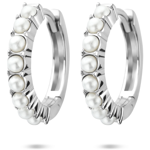 klapoorringen parel 15 mm zilver gerhodineerd