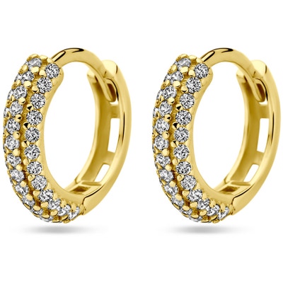 klapoorringen zirkonia 13 mm 14K geelgoud