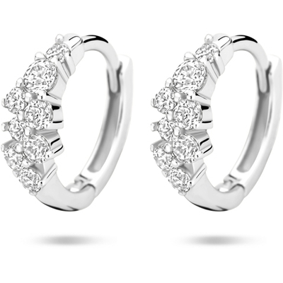 klapoorringen zirkonia 13 mm zilver gerhodineerd