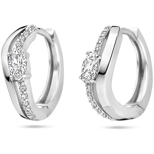 klapoorringen zirkonia 145 mm zilver gerhodineerd