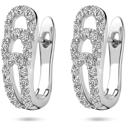 klapoorringen zirkonia 14 mm zilver gerhodineerd