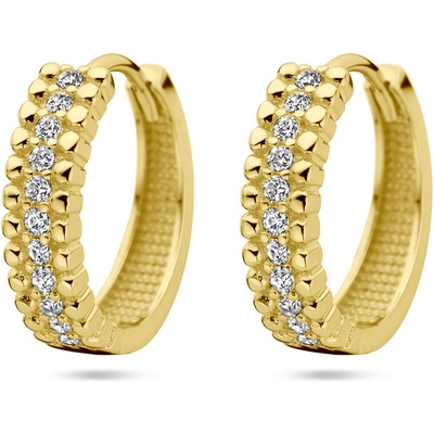 klapoorringen zirkonia 14K geelgoud